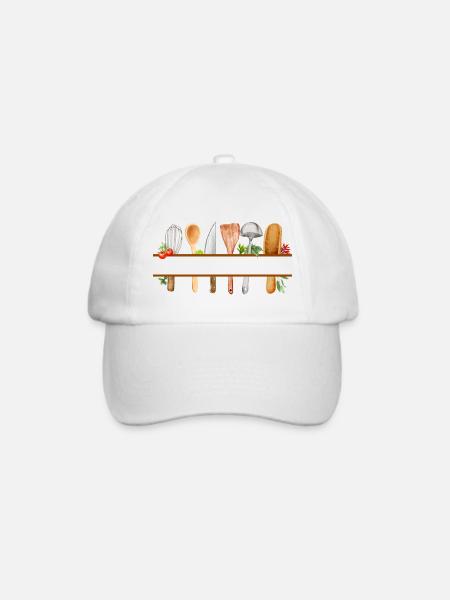 Personalisiertes Aquarell-Küchengeschenk - Baseballkappe - Weiß/Weiß
