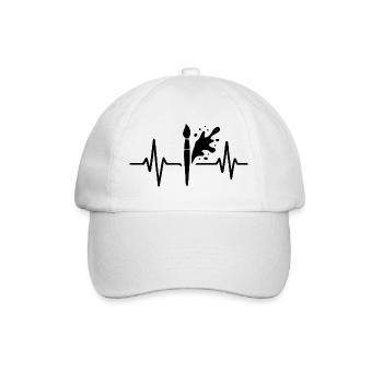 Farbroller Heartbeat Line DIY Farbdesign - Baseballkappe - Weiß/Weiß - Vorne