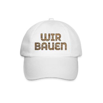 Wir Bauen, Hausbau - Baseballkappe - Weiß/Weiß - Vorne