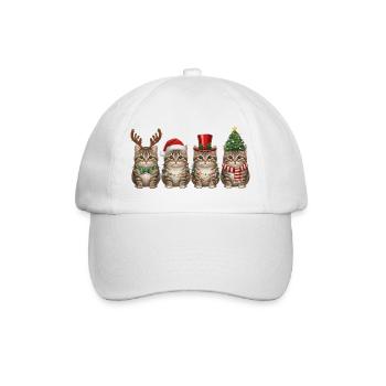 Getigerte Katze Weihnachtsmann Weihnachten  - Baseballkappe - Weiß/Weiß - Vorne