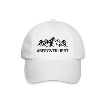 Bergverliebt mit Hashtag Bergige Landschaft Berge  - Baseballkappe - Weiß/Weiß - Vorne
