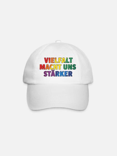 Vielfalt macht uns stärker – Regenbogen Design - Baseballkappe - Weiß/Weiß
