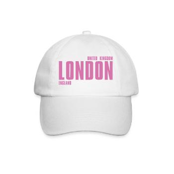 Pinkes Londoner Wortzeichen - Baseballkappe - Weiß/Weiß - Vorne