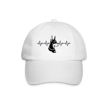 Dobermann EKG Herzschlag - Baseballkappe - Weiß/Weiß - Vorne