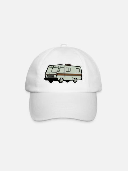 Let's Cook - Kleines Retro-Wohnmobil Cartoon - Baseballkappe - Weiß/Weiß
