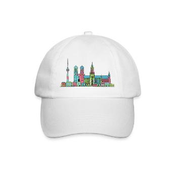 Münchner Stadtskyline Marienplatz Moderne Linienkunst - Baseballkappe - Weiß/Weiß - Vorne