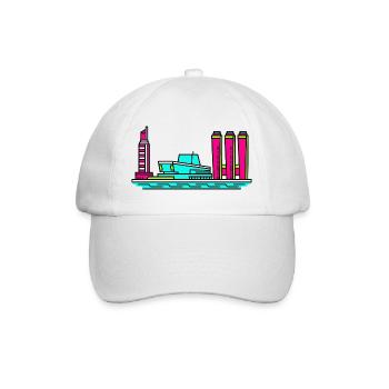 Göteborger Skyline Lippenstiftturm-Kunst - Baseballkappe - Weiß/Weiß - Vorne