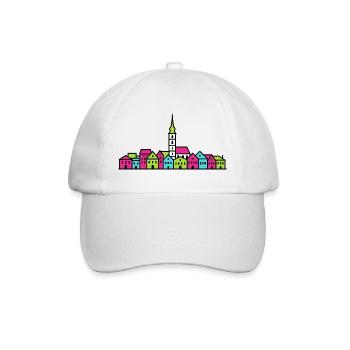 Villach City Skyline St. Jacob Church Linienzeichnung - Baseballkappe - Weiß/Weiß - Vorne
