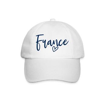 Frankreich Herz Frauenliebe Frankreich - Baseballkappe - Weiß/Weiß - Vorne
