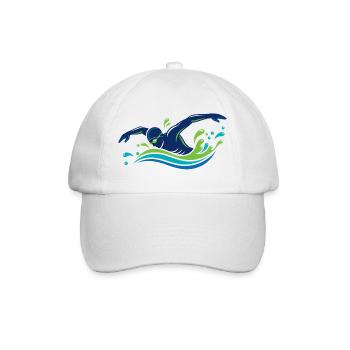 Schwimmer Sport Schwimmen Wasserheld Motiv - Baseballkappe - Weiß/Weiß - Vorne