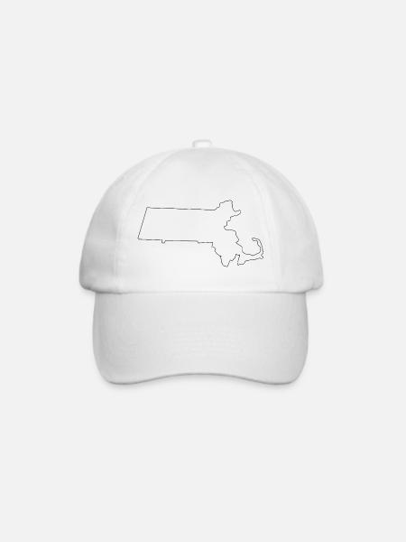 Massachusetts-Gliederungskarte - Baseballkappe - Weiß/Weiß