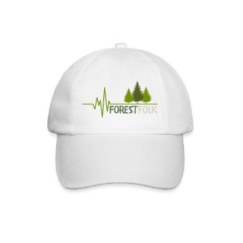 Forest Folk Logo mit Herzschlag - Baseballkappe - Weiß/Weiß - Vorne