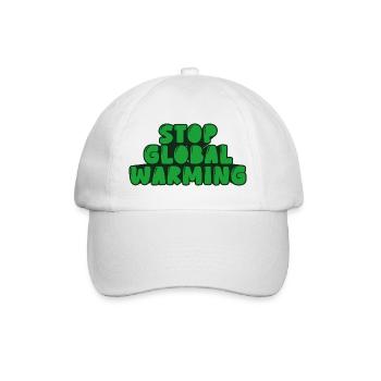 Stoppe die globale Erwärmung - Baseballkappe - Weiß/Weiß - Vorne