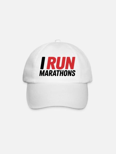 I Run Marathon Schriftzug - Baseballkappe - Weiß/Weiß