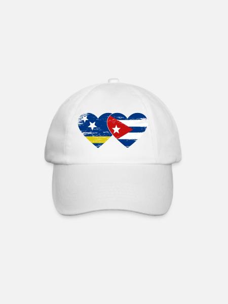 Curacao Kuba Flagge Herz used - Baseballkappe - Weiß/Weiß