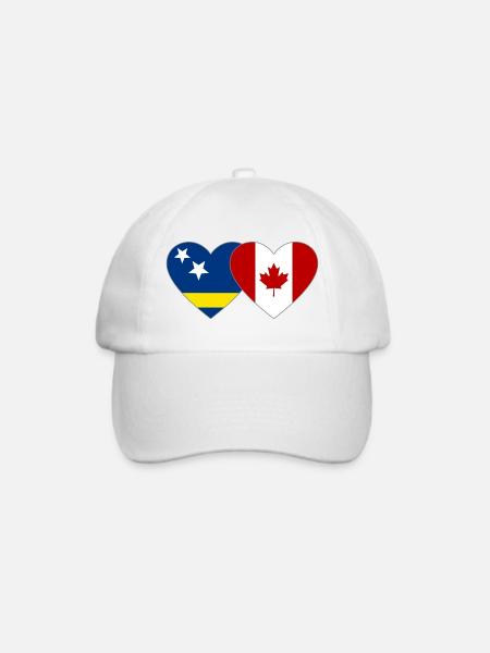 Curacao Kanada Flagge Herz - Baseballkappe - Weiß/Weiß