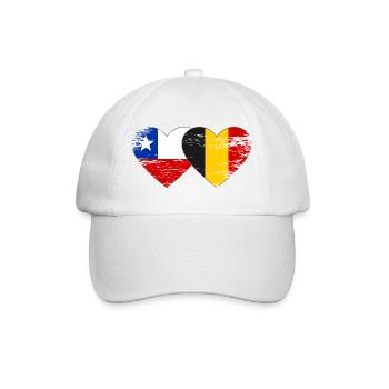 Chile Belgien Flagge Herz - Baseballkappe - Weiß/Weiß - Vorne