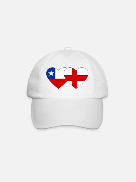 Chile England Flagge Herz  - Baseballkappe - Weiß/Weiß
