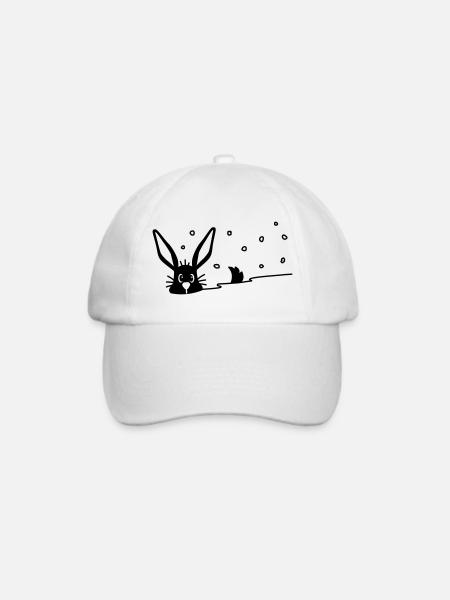 Niedlicher Hase im Schnee - Baseballkappe - Weiß/Weiß