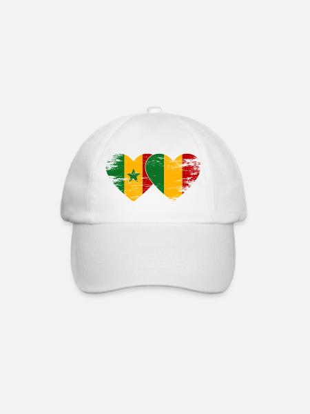 Senegal_Mali_Flagge_Herz_used - Baseballkappe - Weiß/Weiß