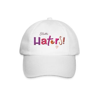 Hello Haters! Cooler Spruch - Baseballkappe - Weiß/Weiß - Vorne