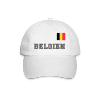BELGIEN Trikot Look - Nationalflagge Fahne Flagge - Baseballkappe - Weiß/Weiß - Vorne