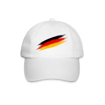 Schwarz-Rot-Gold Pinselstreifen - Baseballkappe - Weiß/Weiß - Vorne