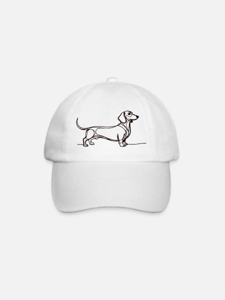 Minimalist Dackel One Line Art Shirt WITH A DACHSH - Baseballkappe - Weiß/Weiß