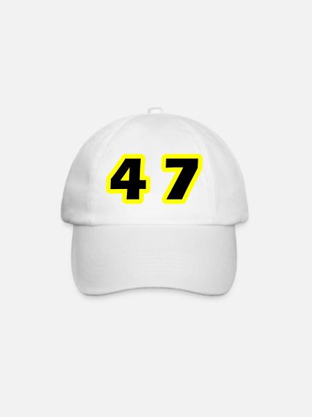 47 Zahl symbol - Baseballkappe - Weiß/Weiß