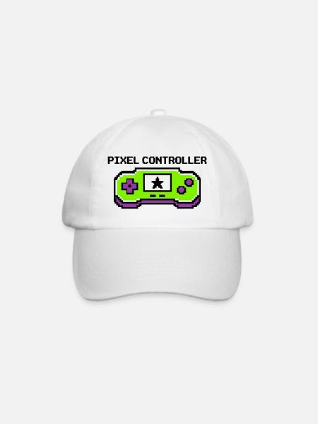 Pixel Controller Logo Grafik - Baseballkappe - Weiß/Weiß