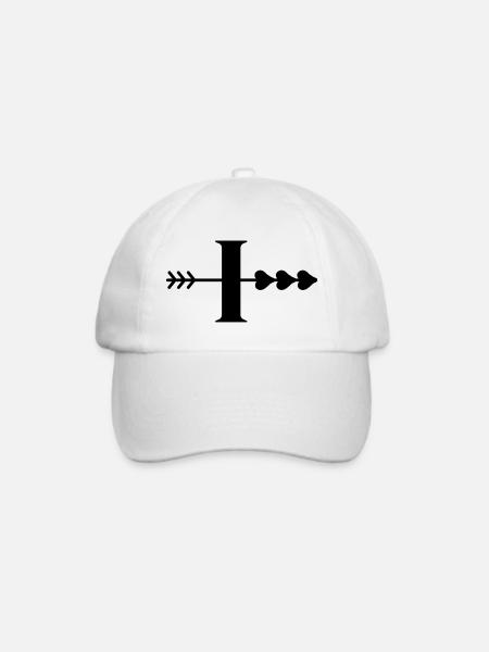 Buchstabe i, Pfeilherz, Herz - Baseballkappe - Weiß/Weiß