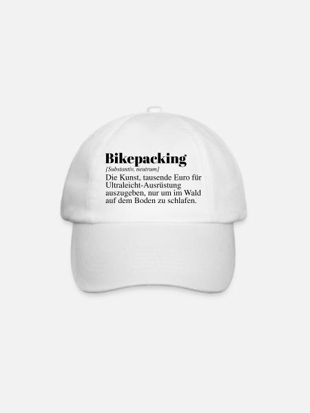 Bikepacking Duden Spruch - Baseballkappe - Weiß/Weiß