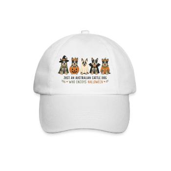 Australische Cattle Dog Halloween-Crew - Baseballkappe - Weiß/Weiß - Vorne