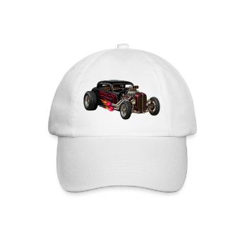 Flammenhotrod mit Chrommotor - Baseballkappe - Weiß/Weiß - Vorne
