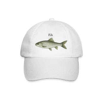 Fih – minimalistischer Fisch - Baseballkappe - Weiß/Weiß - Vorne