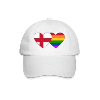 England Regenbogen Flagge Herz - Baseballkappe - Weiß/Weiß - Vorne