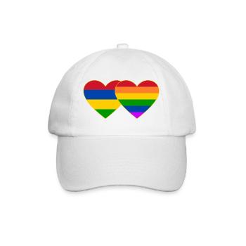 Mauritius Regenbogen Flagge Herz - Baseballkappe - Weiß/Weiß - Vorne