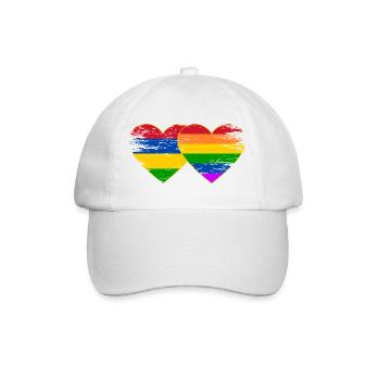 Mauritius Regenbogen Flagge Herz used - Baseballkappe - Weiß/Weiß - Vorne