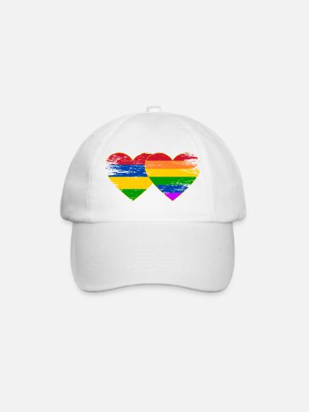 Mauritius Regenbogen Flagge Herz used - Baseballkappe - Weiß/Weiß