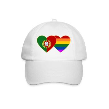 Portugal Regenbogen Flagge Herz - Baseballkappe - Weiß/Weiß - Vorne