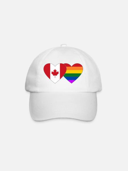 Kanada Regenbogen Flagge Herz - Baseballkappe - Weiß/Weiß