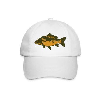 Karpfen Fisch Silhouette - Baseballkappe - Weiß/Weiß - Vorne