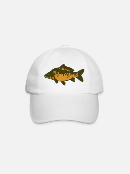 Karpfen Fisch Silhouette - Baseballkappe - Weiß/Weiß