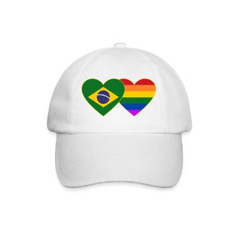 Brasilien Regenbogen Flagge Herz - Baseballkappe - Weiß/Weiß - Vorne