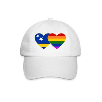 Curacao Regenbogen Flagge Herz - Baseballkappe - Weiß/Weiß - Vorne