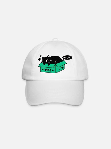 Katze Pappkarton Icon - Baseballkappe - Weiß/Weiß