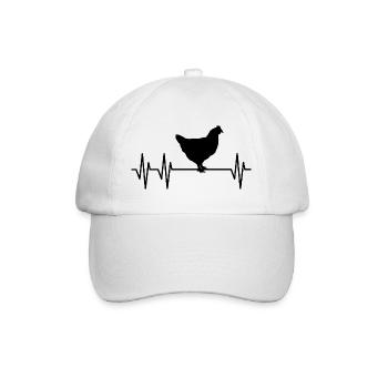 Huhn Herzschlag - Baseballkappe - Weiß/Weiß - Vorne