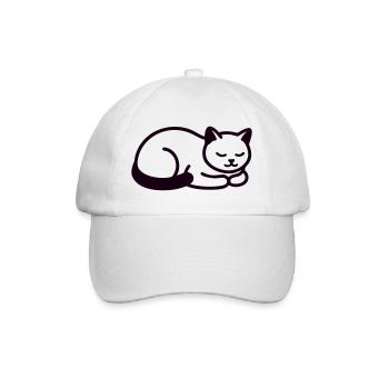 Schlafende Katze Icon - Baseballkappe - Weiß/Weiß - Vorne