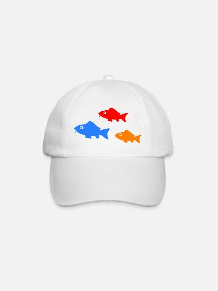 Bunte Fischsilhouetten Trio - Baseballkappe - Weiß/Weiß