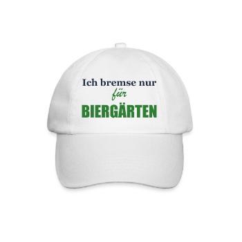 Ich bremse nur für Biergärten - Baseballkappe - Weiß/Weiß - Vorne